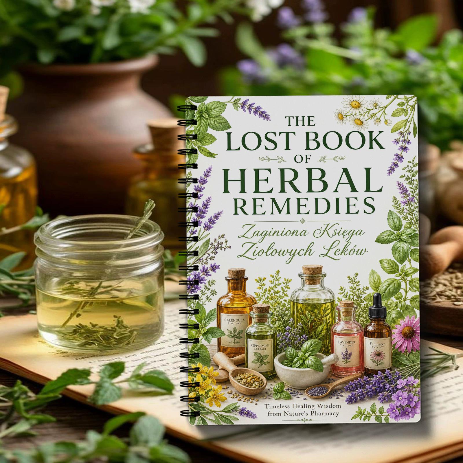 Herbal And Wellness - دفتر ملاحظات حلزوني للمستحضرات العشبية، غلاف