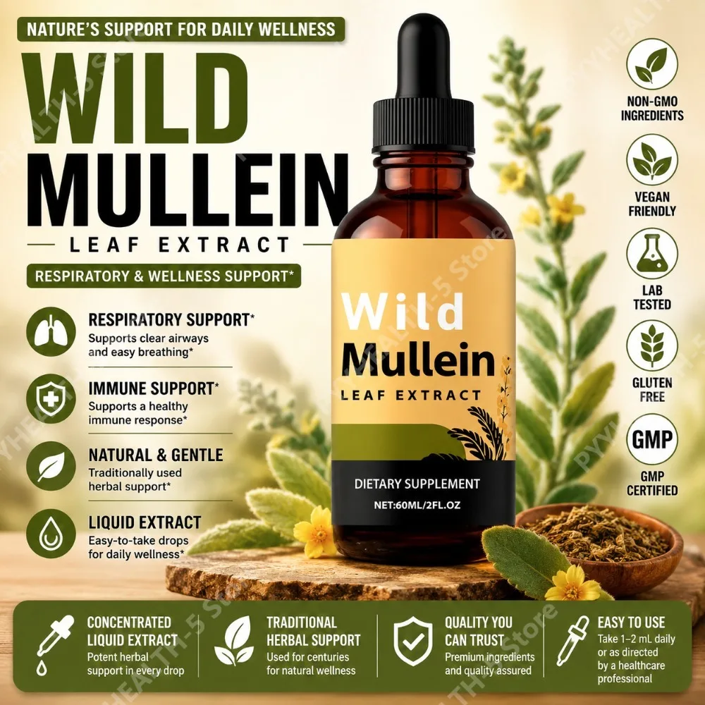 Herbal And Wellness - قطرات أوراق المولين البري مع الزنجبيل